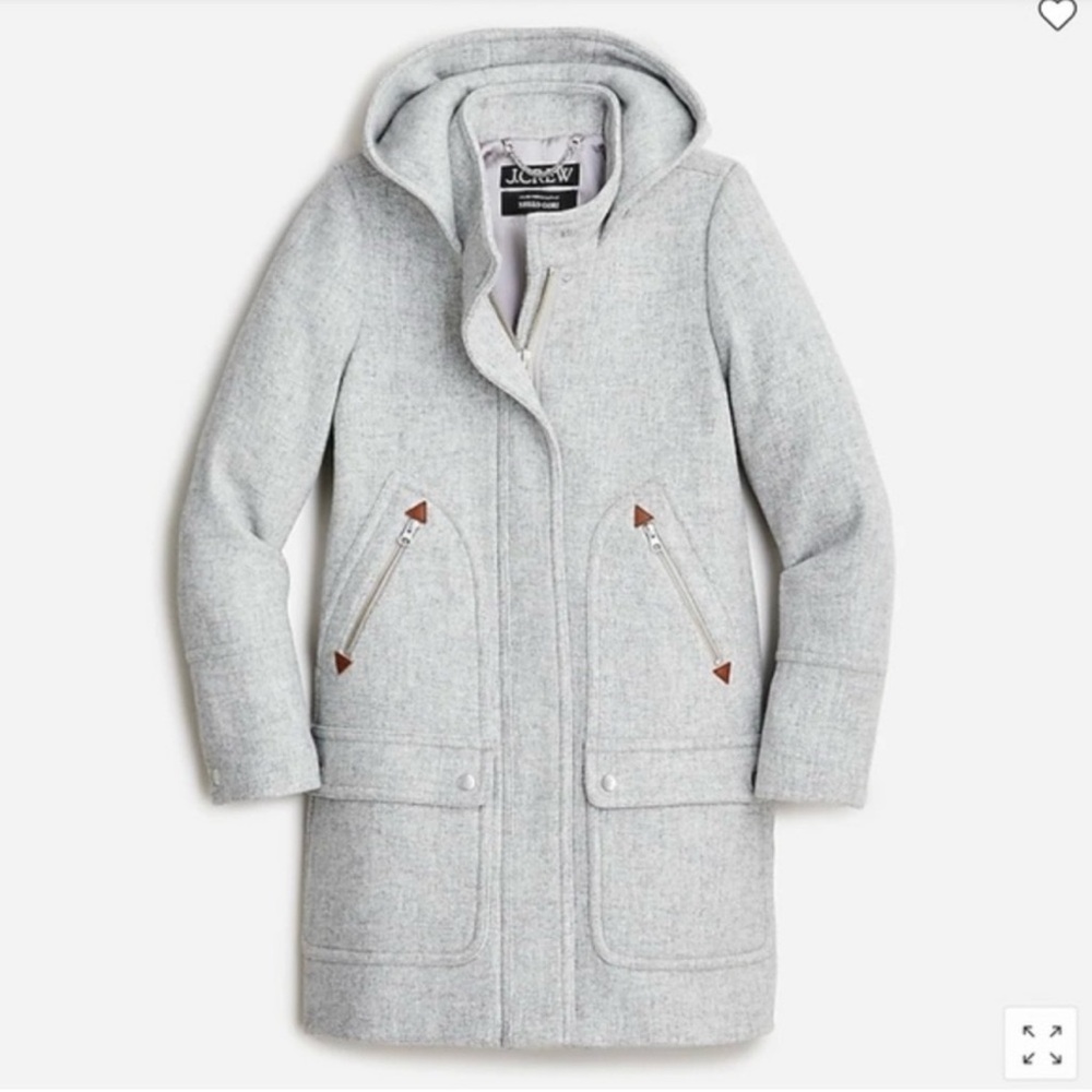 J. Crew Chateau Parka 4 Stadium Cloth Nello Gori Hooded‎ gray Full Zip coat
